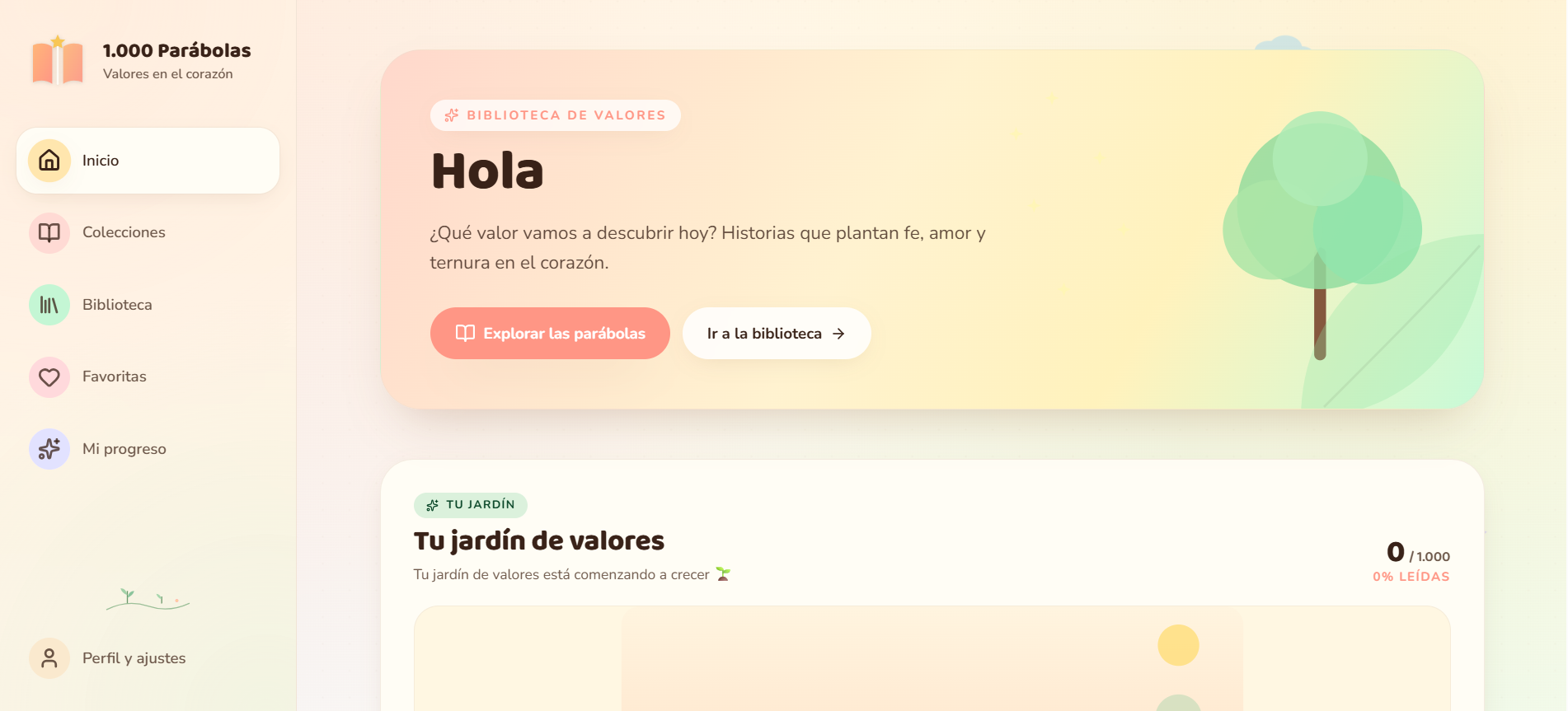 Página de inicio de Mil Parábolas en computadora