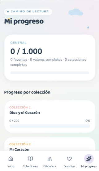 Seguimiento del progreso en celular con tema azul