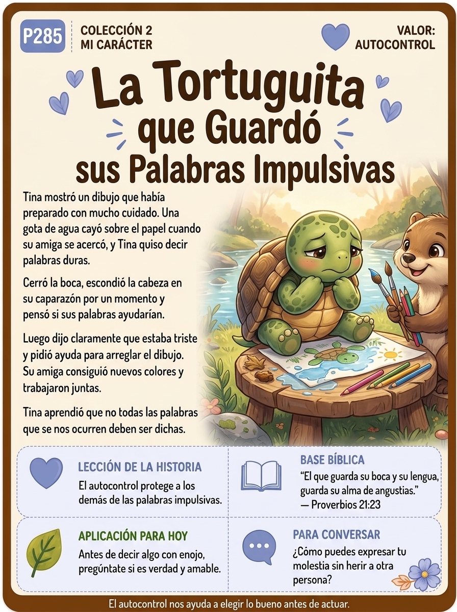 Parábola P285 — La Tortuguita que Guardó sus Palabras Impulsivas